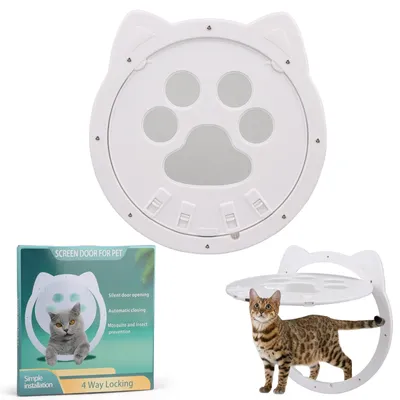 Immagine prodotto di Porta per gatti, adatta sia per porte interne che esterne, con chiusura magnetica e serratura, colore bianco