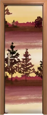 Produktbild von Türposter 70x200 cm Türaufkleber Türtapete Türfolie Klebefolie Muster mit Wald Aquarell Landschaft