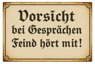 Produktbild von Blechschild 20x30cm Vorsicht bei Gesprächen Feind hört mit Retro Metallschild Lustiger Spruch Wanddeko Geschenkidee AstraDesign