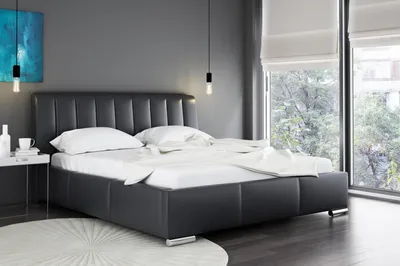 Produktbild von Bett Doppelbett Möbel Bettrahmen Stoff 160x200 Textil Polsterbett Grau Betten