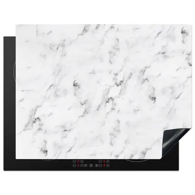 Obrázek produktu pro KitchenYeah® Kryt varné desky mramor - - bílý - šedý - mramorový vzhled, 77x59cm, dekorace do kuchyně, keramický kryt varné desky, kryt varné desky