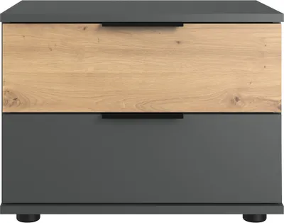 Produktbild von Schlafzimmer Nachtschrank Nachttisch mit 2 Schubladen in graphit mit Artisan Eiche Nb. GRANADA-43, B/H/T ca. 52/40/38 cm