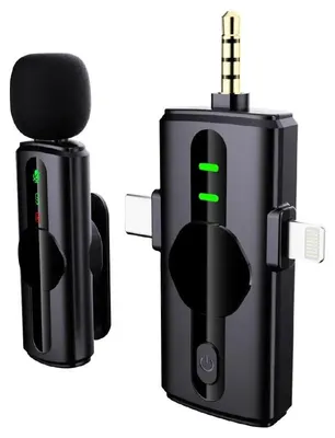 Immagine prodotto di Microfono lavaliera wireless 3in1 3.5mm /USB-C /Lightning Platinet PLMM11