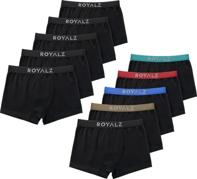 Produktbild von ROYALZ 10er Pack Boxershorts Herren "Lifestyle" Männer Unterhosen breiter Bund Unterwäsche, 10 Set (95 % Baumwolle / 5 % Elasthan)