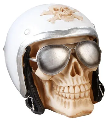 Produktbild von Sparschwein 4 Totenkopf-Motive Polyresin Spardose Biker DJ Cool Mütze