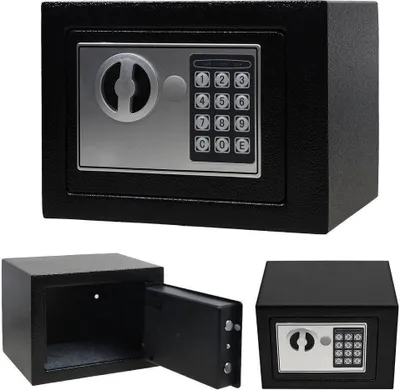Immagine prodotto di Cassaforte AIORBER, con display a LED, combinazione a 3-8 cifre, cassaforte per mobili, piccola cassaforte, in acciaio di alta qualità, per casa e ufficio, 23x17x17 cm, nero