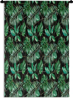 Produktbild von MuchoWow® Wandteppich Wandbehang Vintage - Blätter - Farne 90x135 cm Tapisserie Dekoration Wandtuch - Baumwolle - Wandskulptur
