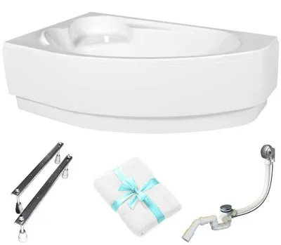 Produktbild von Aqua For You | Cersanit Badewanne - 170x110 Cm - Asymmetrisch - Acryl - Antibakterielle Beschichtung - mit Verkleidung - mit Siphon - mit Beinen