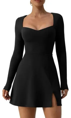 Imagen del producto de Solidchoice: Elegante vestido midi para mujer, con mangas largas y cuello en V