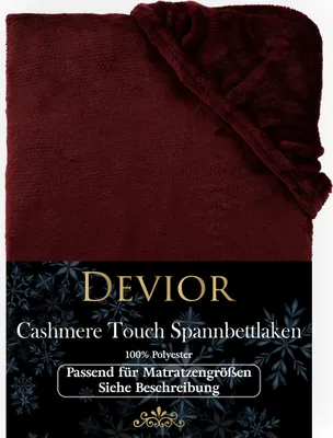 Produktbild von Devior Cashmere Touch Spannbettlaken 180x200 - 200x220 bordeaux Bettlaken für Boxspringbett Winter Warm Kuschelig