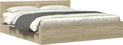 Obrázek produktu pro vidaXL Rám postele s čelem dub Sonoma 200x200 cm materiál na bázi dřeva