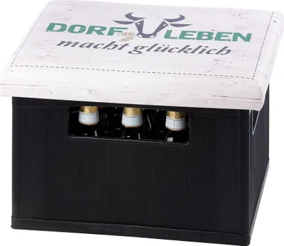 Produktbild von Gilde Sitzpolster, rechteckig, "Dorfleben", Spruch, Kunststoff, naturfarben, VE 6, L. 34 cm, B. 44 cm, H. 5 cm