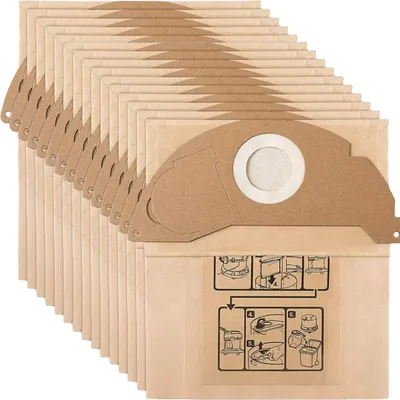 Produktbild von 15 Ersatz-Papierfilterbeutel für Nass- und Trockensauger, Kärcher WD2 MV2 6.904-322.0 WD 2.200 WD2250 A2004 A2054 A2099, Premium Zubehör