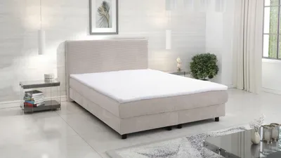 Produktbild von Boxspringbett Boxbett Glenn 1 Hotelbett 140x200 Bett Topper Cordstoff Beige