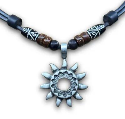 Produktbild von HANA LIMA | Surferkette Tribal Sonne Leder Halskette Herren Damen Kette Schmuck