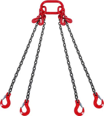 Zdjęcie produktu dla Zawiesie łańcuchowe 1,5 m x 6 mm - 4-żyłowy łańcuch zawiesia - Łańcuch leśny o udźwigu 2993 kg - Wytrzymały łańcuch dźwigowy do zastosowań przemysłowych