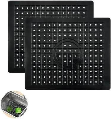 Obrázok produktu pre Čierna gumová podložka 31 x 26 cm, ochrana kuchynskej dosky, PVC, 2-dielna, vhodná pre styk s potravinami
