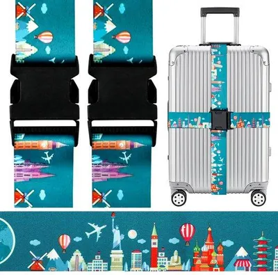 Immagine prodotto di Ibenzoa® Kit di 2 cinghie per valigie – Combinazione di colori a doppia tonalità con cinghie antiscivolo, lunghezza 16 metri, per una presa sicura di valigie rigide e morbide durante il trasporto dei bagagli