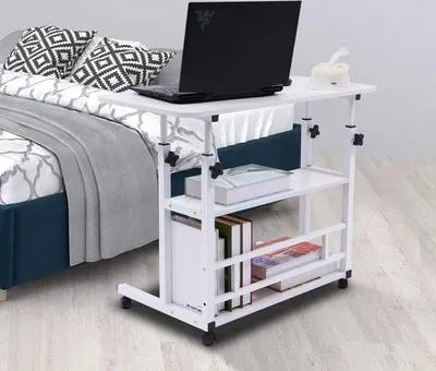 Produktbild von Beistelltisch, Sofatisch, Laptoptisch mit Rädern, Höhenverstellbar Beistelltische