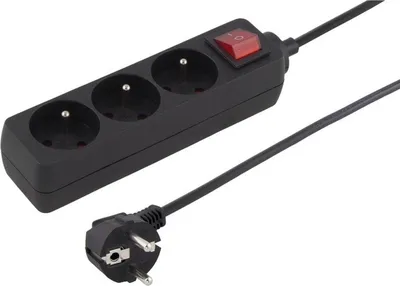 Image de PremiumCord câble de rallonge 230V 2m 3 prises interrupteur, noir
