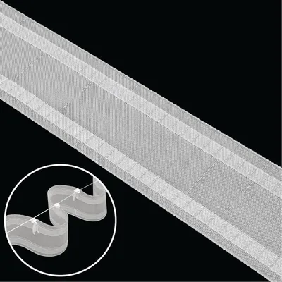 Produktbild von Gardinenband 50m Wellensystem Transparent-77mm Kräuselband Faltenband