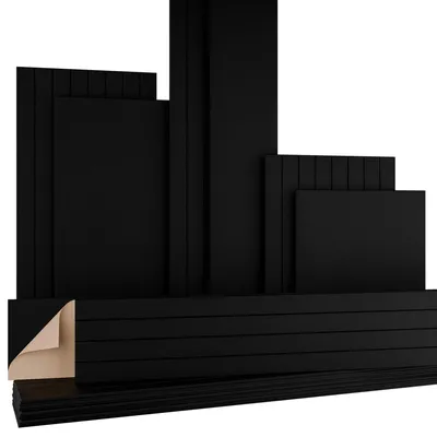 Produktbild von AKUSTIKO Felt Akustikpaneele selbstklebend Filz Wand- & Deckenplatten, schlichte Oberfläche & Lamellenstruktur Schwarz