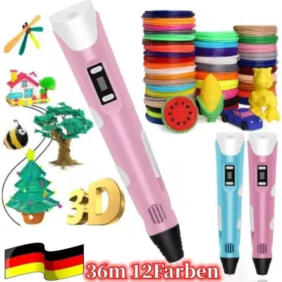 Produktbild von 3D Druckstift Kinder DIY 3D Stifte Set 12 Farben 36m PLA Filament Printing Pen