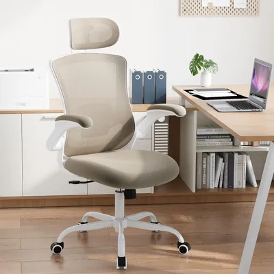 Productafbeelding van Bureaustoel met mesh, verstelbare hoofdsteun en lendensteun, ergonomische werkstoel