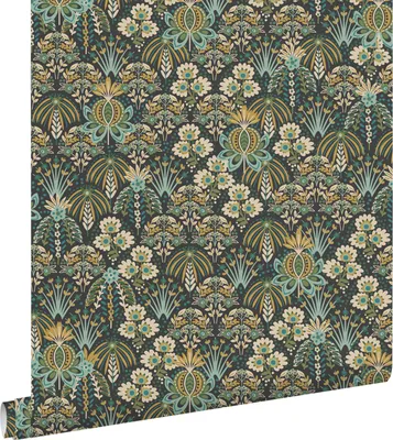 Zdjęcie produktu dla ESTAhome Tapeta vintage kwiaty w stylu secesyjnym szaro zielonym,niebieskimIbeżowym 50 x 900 cm