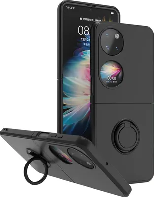 Produktbild von Huawei P50 Pocket Handyhülle, Ring Halter Ständer Kratzfeste Weiche Silikon schutzhülle für Huawei P50 Pocket Schwarz