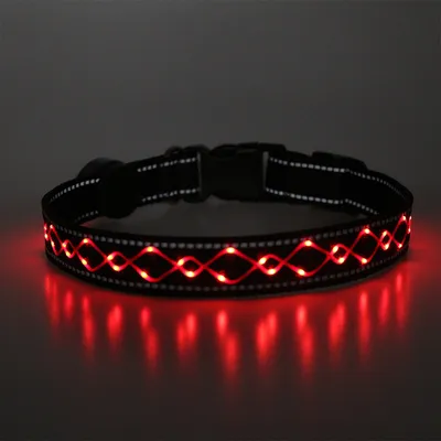 Produktbild von LED Hundehalsband – Leuchthalsband für Hunde, USB-aufladbar, wasserdicht, viele Farben & Größen rot Größe S