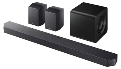Imagen del producto de Samsung HW-Q930H, sistema de sonido de 9.1.4 canales, compatible con Dolby Atmos, Dolby Digital Plus, Dolby TrueHD, Dolby Atmos Music, Dolby Digital 5.1, inalámbrico, color negro, acabado Titan Black, con tecnología High Dynamic Range 10+ para videojuegos (HDR10 Plus Gaming)