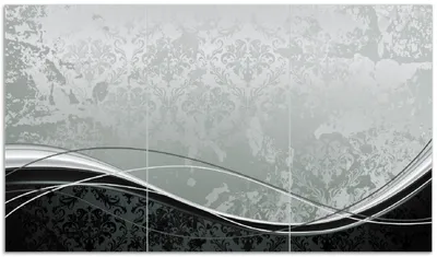 Produktbild von Wallario Herdabdeckplatte aus Glas, Größe 90 x 52 cm 3-teilig, Motiv Grau-schwarze Schnörkelei mit Wellen