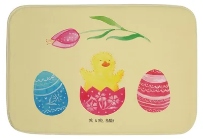 Produktbild von Mr. & Mrs. Panda Badvorleger Küken Schlüpfen - Gelb Pastell - Geschenk, Ostereier, Badezimmerteppich, Ei, Ostergrüße, Badematte, duschmatte, Frohe Ostern, Liebe Grüße
