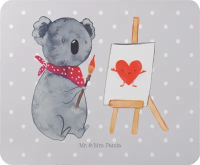 Produktbild von Mr. & Mrs. Panda Mouse Pad Koala Künstler - Grau Pastell - Geschenk, Mousepad, Liebe, pc mauspad, Zeichnen, mausteppich, Liebesgeschenk, computermatte, Gefühle