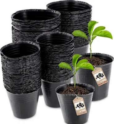 Produktbild von KADAX Blumentöpfe für Setzlinge "Corse", Anzuchttöpfe aus Kunststoff, Saattöpfe anzucht, runde, 9 cm + 6 cm, 200 Stück