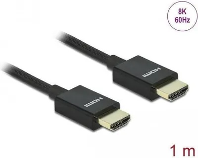 Produktbild von Delock Koaxiales High Speed HDMI Kabel 48 Gbps 8K 60 Hz schwarz 1 m
