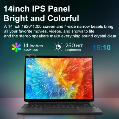 Imagen del producto de Portátil de 14 pulgadas con procesador Intel N100, 16 GB de RAM, 512 GB de SSD y pantalla táctil IPS
