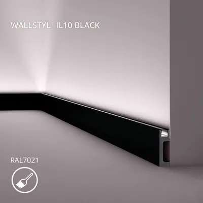 Produktbild von NMC IL10 BLACK WALLSTYL Sockelleiste bereits lackiert Indirekte Beleuchtung 2 m