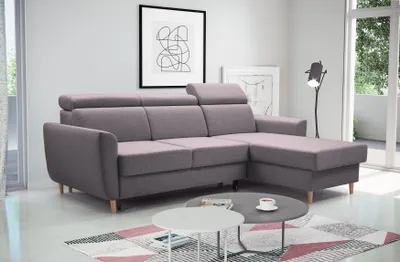 Image de Canapé d'angle moderne GUSTAW, canapé d'angle avec fonction de couchage + coffre de rangement, Corner Sofa avec ottomane universelle (tissu : denver 18 - gris)