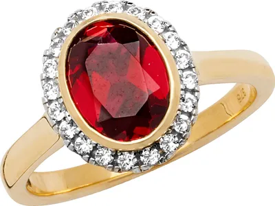 Produktbild von Raffinierter 9 Karat (375) Gold Damen - Solitärring mit Rubin (synth.), Saphir (synth.), 53 (16.9); TRS20591RSM