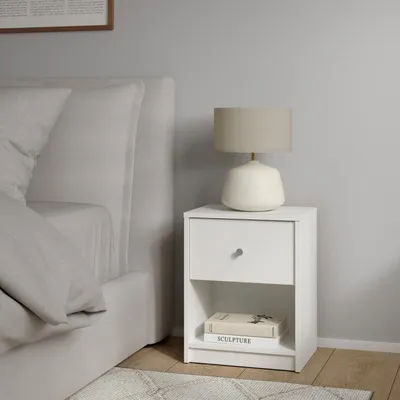 Productafbeelding van Nachtkastje May 1 lade Wit - Giga Living