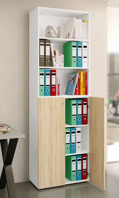 Produktbild von VCM Büroschrank mit 6 Fächern | Büroregal | moderner Aktenschrank mit Drehtüren | Maße ca. H. 220 x B. 70 x T. 40cm – Lona 6-Fach