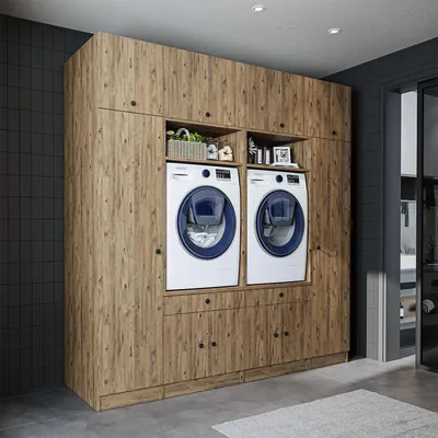 Productafbeelding van Roomart SERIE 1 ombouw voor wasmachine, 224 cm breed, eikenhout