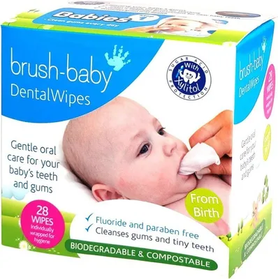 Produktbild von Brush-Baby DentalWipes Zahnreinigungstücher für Milchzähne, 28 Stück