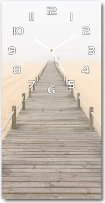 Produktbild von Wanduhr aus Glas – 30x60 cm - Glasbild - Glasuhr - Gehärtetes Glas -Weg am Strand
