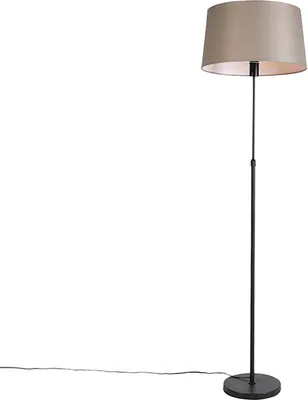 Zdjęcie produktu dla Lampa podłogowa czarna z abażurem z lnu w kolorze taupe 45 cm regulowana - Parte
