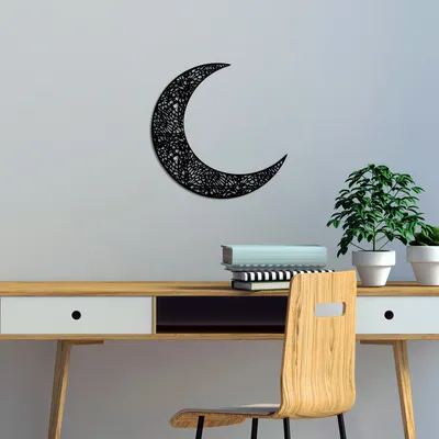 Image de Wallity, Crescent 3, Accessoire mural décoratif en métal, 100 % METAL, noir, 49 x 49 cm