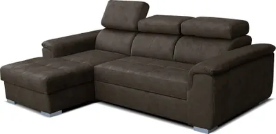 Produktbild von Robin Silver Ecksofa mit Schlaffunktion Bettkasten 3 Verstellbare Kopfstützen Sofa L-Form Schlafsofa Freistehende Eckcouch Schlafcouch Wohnzimmermöbel Wohnlandschaft Links Braun