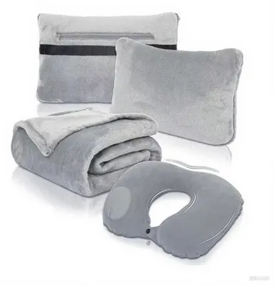 Produktbild von Omgoods – Tragbare Reisedecken und Kissen – 3-in-1 Reiseaccessoires aus Flanell